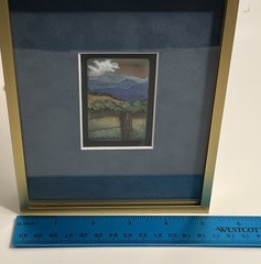 „The Fence Post“ Original Enamel-on-Metal Landscape Miniature by Margaret DuBois