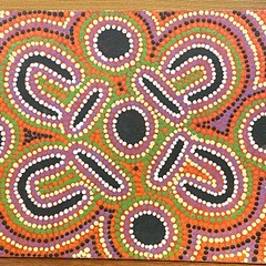 “Women Dancing” Peggy Nakamarra Acrylic On Canvas Aboriginal Fine Art 8”x16”