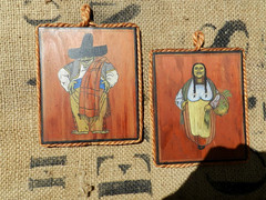 LOT OF 2,1950s MCM MEXICAN SENORITA/SENIOR OIL PAINTING ON PLYWOOD, TLAQUEPAQUE