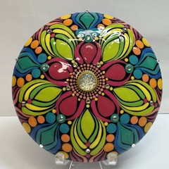 4.5” Aloha Summer Mandala – Hand Painted Handmade Stone – By JaDeL