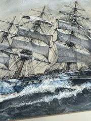 The “Sorraen” Stunning European Nautical 1948 Original Watercolor Clipper Ship ￼