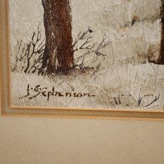 J. Stephenson 21.5″x17.5″ Winter Forrest Watercolor Fiberglass Print Wood Frame