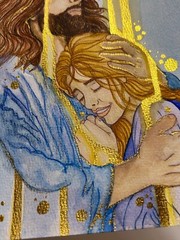 Watercolor Painting Jesus Art God Peace Gold Shimmer Artwork Yahshua Home