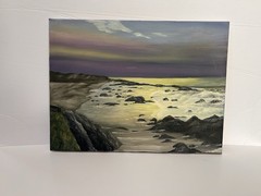 Vintage Signed Oil Painting- Coastal Seascape Waves 16×20 Canvas