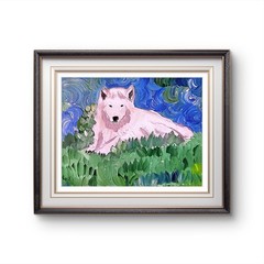 Arctic Wolf Colorful Modern Art Acrylic Painting on Canvas 1