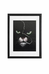 👉 Contemporary Black Cat Painting 70×90 Pastel Framed Modern Art