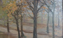 Antique 1931 Italian Impressionist Bianchini Fall Landscape O/B Painting