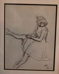 FRAMED EDGAR DEGAS VTG 70’S PRINT OF THE DRAWING SEATED DANCER PULLING UP TIGHTS