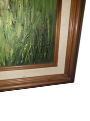 Vintage Oil On Canvas Farm Landscape Tomato Harvest Signed Linda Aptt