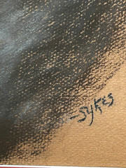 PAIR of 2-Vtg Original Sykes Horse Realism Portrait Pastel Paintings 33“x27“