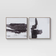 (Set of 2) 24″ x 24″ Framed Canvas Black – Threshold™: Modern Style, Digital Abs