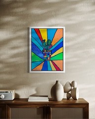 Original Desert Rainbow Painting 24” x 18” Framed