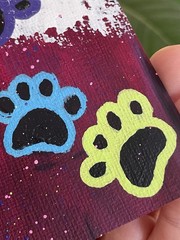Dog or cat Paw Print OOAK Painting ACEO CalicoCallieInk cute animals 1980s pet