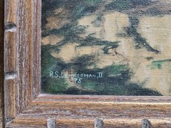 Vintage Framed Painting Pueblo Home Town Southwestern Desert