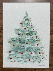 ACEO Original Watercolor Nature Christmas Tree – 2.5×3.5 in – NEW