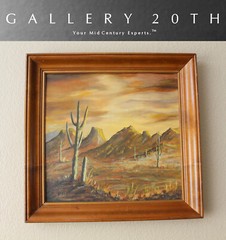 ROMANTIC! ORIG. ARIZONA DESERT SUNSET OIL PAINTING! MID CENTURY ART VTG. 50S 60S