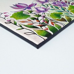 Lotus Flower Painting on Canvas Original Floral Art Purple Flowers Wall Decor