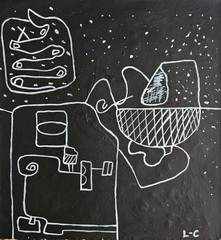 Le Corbusier Signed Modernist Oil Painting on Canvas – French Architectural Art