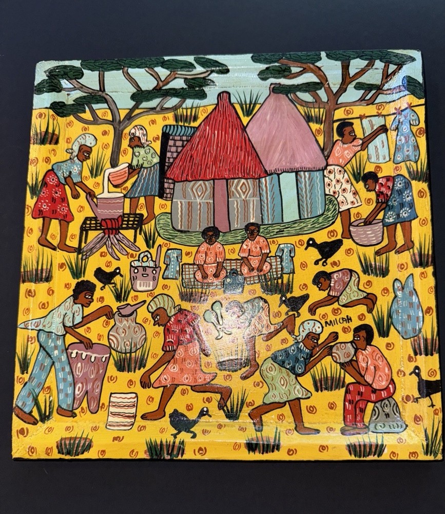 Zimbabwe Africa Artists Project Art•By MILCAH•Oil Painting•Twins Birthday Party