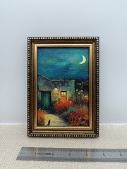 Summer Nature Oil Painting Original Art Rural Landscape Cat 4 x 6 inches