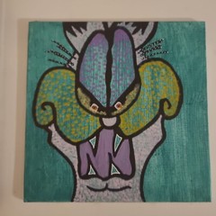 Original Painting Garfeild Predator Low Brow Pop Cat Cartoon Artist Underground