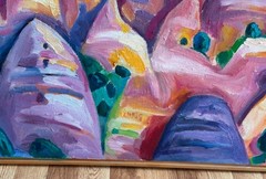 BEAUTIFUL „TENT ROCKS AT SUNSET“ PAINTING ON CANVAS SIGNED FRAMED 25″ X 31″