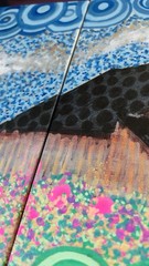 Original 5-Panel Acrylic Paint Pen Canvas Landscape 12″x24″ Folk Art Barn