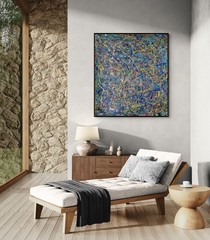 One-of-a-Kind Pollock Style Multicolor Abstract Canvas – 39×35 in