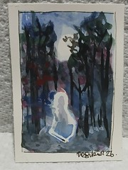 Luneth of the Quiet Pines — OOAK ACEO Folklore Spirit by Virginia Watercolor