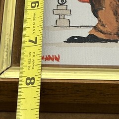 Vintage Clown hand painted Signed Matted Framed Mid Century