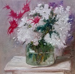 Oil original painting on canvas size 12×12 inches Phlox Flower