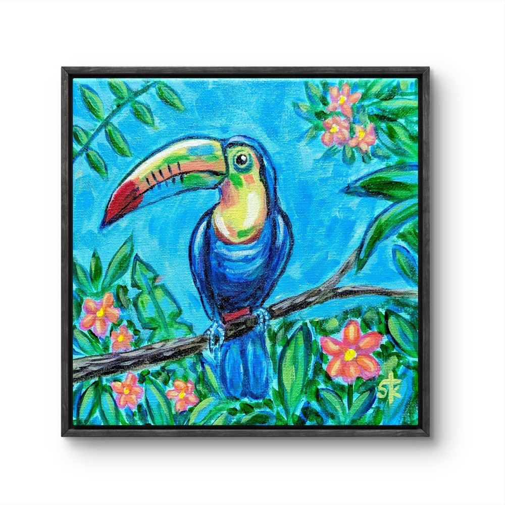 Susan Tolle-Knight Toucan 8×8 Canvas Original Acrylic Painting Home Decor