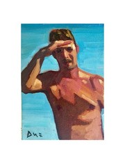 Original Oil Painting Make Figure Beach Signed 5×7 Impressionist Art