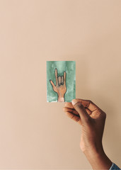 ACEO Art Trading Card American Sign Language ASL Mixed Media Original Painting