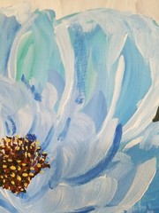 Handmade acrylic painting flowers wood frame Decor Art 16x12in Canvas