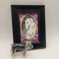ACEO Original Watercolor Painting Borzoi Watercolor 2.5×3.5 Dog Signed