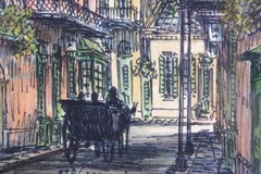 James JIM McCaffery WATERCOLOR INK SIGNED DATED 1983 New Orleans French Quarter