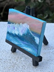 ACEO Original Oil Sunset Seascape on stretched canvas by Gale Mini landscape
