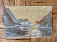 Vintage C.1957 Gouache on Paper Landscape Chile Signed Jean Schweckler 13.5 x 9