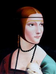 Leonardo da Vinci Lady with an Ermine Repro, Hand Painted Oil Painting 24x36in