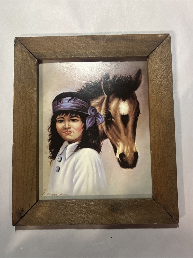 Indian Girl And Horse Artist Z Garcia Signed-Southwestern Art 12×10