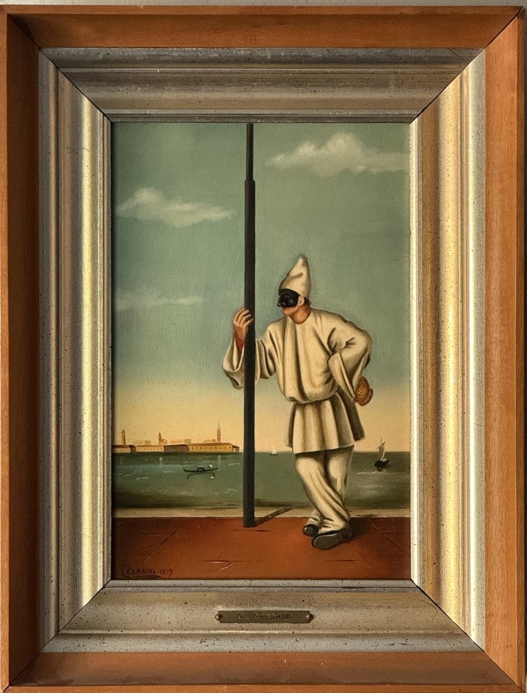 PIER LUIGI CESARINI VINTAGE ITALIAN MODERN FIGURATIVE LANDSCAPE OIL PAINTING 59