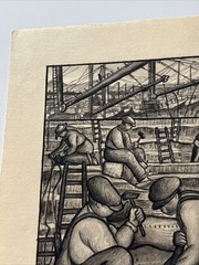 JO CAIN PAINTING INDUSTRIAL FACTORY WORKERS WPA ANTIQUE FAMOUS REGIONALISM RARE