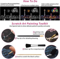 Scratch Art for Teens & Adults, Rainbow Engraving Painting Landscape Scratchboar