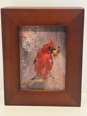 Taos Artist Glory Ann Penington Cardinal Oil On Board Painting “Spring Colors”