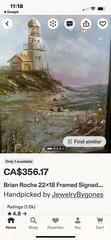 Vintage Canvas Brian Roche Seascape Lighthouse Coastal Original Oil Painting