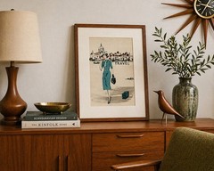 Vintage 1961 Mid-Century Travel Illustration Painting on Board – Original Artwor