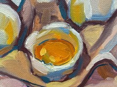 ORIGINAL art oil painting Eggs carton art still life artwork food breakfast 9×12