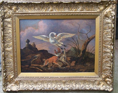 Abrahan Daniesz Hondius Oil Painting “ Hounds after Swan „