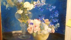 Laura Coombs Hills Original Pastel Painting Flower Vases Heavy Gilded Frame